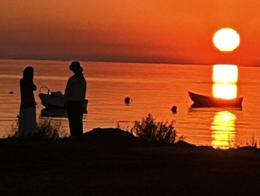 Udsigt og solnedgang